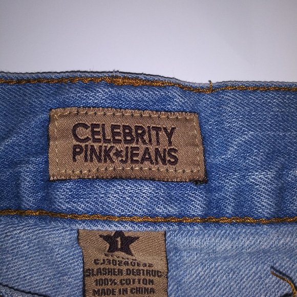 "Celebrity Pink" Slasher Destructed Jean Shorts - Picture 5 of 6